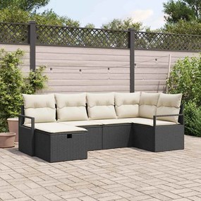 Kerti Kanapé Szett 6 pcs Fekete és krémszínű 232 x 122 x 85 cm
