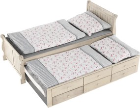 Ágy pótággyal, antik fehér, 90x200, ANTIKO