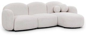 Krémszínű buklé sarokkanapé (jobb oldali-heverő résszel) Orbit – Ropez