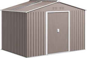 Outsunny Eszköztároló 4,9 m², Kerti Sátor Párkányos Tetővel, Kicsúsztatható Ajtóval, Alapzattal, 277 x 195 x 192 cm, Horganyzott Acélból Készült, Időj