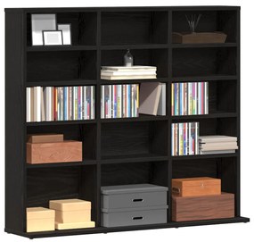 fekete tölgyszínű szerelt fa CD-szekrény 100,5x23x89,5 cm