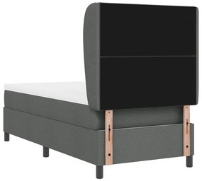 Boxspring Ágy Mattal - Sötétszürke, 90x190 cm, Szövet