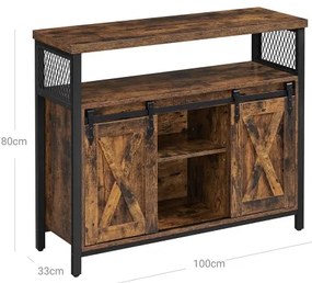 FIRA tolóajtós komód barna/fekete