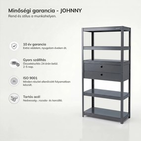 Fém polc fiókokkal antracit: JOHNNY, 1800 x 800 x 420 mm