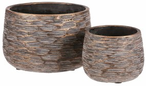 Rýha beton virágtartó készlete, 2 db, szürke, magasság 12 cm