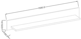 Polc 160 cm Tashia Typ 01 (fehér + magasfényű fehér). 1030193