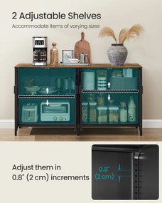 Fém tárolószekrény, 4 ajtós, mágneses záródás, rusztikus barna-fekete