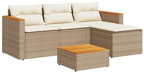 vidaXL 3 részes bézs polyrattan kerti ülőgarnitúra párnákkal