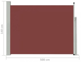 barna kihúzható oldalsó teraszi napellenző 140 x 500 cm