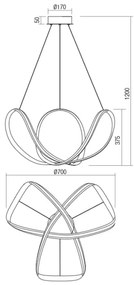Redo 01-1784 - NUCLEO LED csillár kábellel LED/55W/230V fehér
