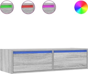vidaXL TV szekrény LED világítással szürke sonoma 100X35,5x25 cm