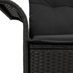 2-üléses Kerti Kanapé Tárolóval &amp; Párnákkal Fekete Poli Rattan