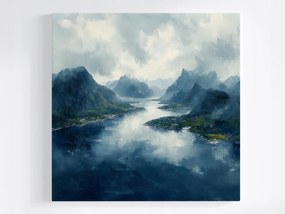 Poszter Tájkép Norvégia Hegyek Sziklák Fjord Öböl 80x80