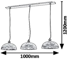 Rabalux 5460 - Csillár zsinóron PETRINA 3xE27/40W/230V