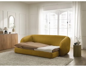 Mustársárga zsenília kinyitható kanapé 228 cm Neyo – Bobochic Paris