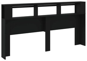 fekete szerelt fa LED-es fejtámla 200 x 18,5 x 103,5 cm