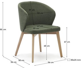 Sötétzöld kárpitozott étkezőfotel Darice – Kave Home