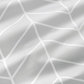 Goldea pamut körgumis lepedő - fehér cikkcakk szürkén 160 x 200 cm