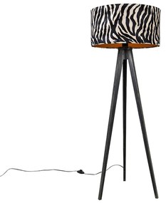 Állólámpa állvány fekete zebra árnyékolóval 50 cm - Tripod Classic