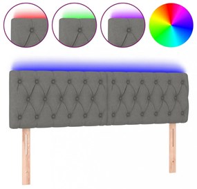 sötétszürke szövet LED-es fejtámla 160x7x78/88 cm