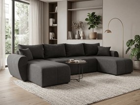 SEVIO U alakú kihúzható ülőgarnitúra, 311x145 cm, sötétszürke + 2 párna INGYEN