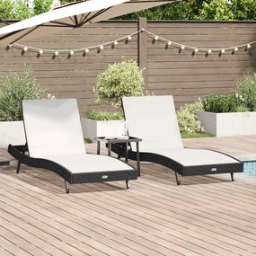 Napágyak 3 pcs Fekete és Fehér 40 x 40 x 40.5 cm polirattan