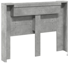 betonszürke áthidalószekrény LED-világítással 140x16,5x103,5 cm
