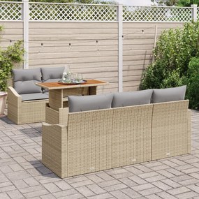 6 darabos kertibútor szett párnákkal bézs színű poli rattan
