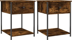 vidaXL 2 db füstös tölgy színű szerelt fa éjjeliszekrény 44x45x58 cm