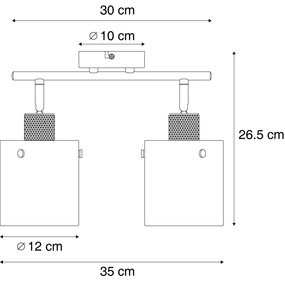 Design mennyezeti spotlámpa bronzszínű, átlátszó üveggel, 2 égős - Domo