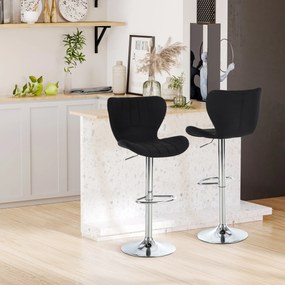 HOMCOM 2 db Modern Dizájnú Bárszék Állítható Ülésmagasság 59-81 cm 360° Forgó Vászon Fekete | Aosom