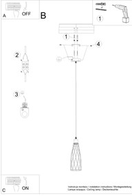 Sollux SL.1165 - Csillár zsinóron SUBA 1xE27/15W/230V fekete