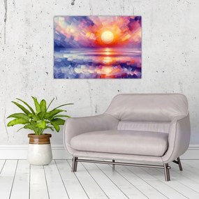 Üveg kép - Színes művészi naplemente (70x50 cm)