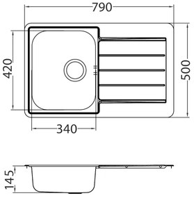 ALVEUS SET0026 - LINE konyhai mosogató + TONIA mosogatócsaptelep 29,5 cm selyemfényű/króm