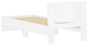 fehér szerelt fa ágykeret fejtámlával 90 x 200 cm