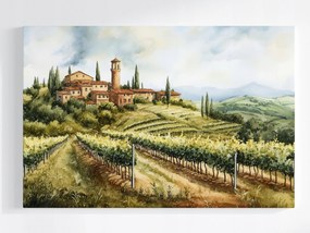 Poszter Tájkép Kilátás Olaszország Toszkána Szőlő Város 60x40