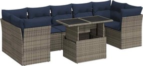 vidaXL 8 részes szürke polyrattan akácfa kerti ülőgarnitúra párnákkal