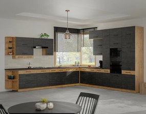 Mosogató szekrény, szürke matt/tölgy lancelot, VEGA 80 ZL 2F BB