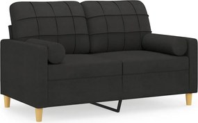 vidaXL 2 személyes fekete szövet kanapé díszpárnákkal 120 cm