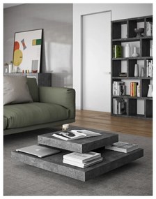 Slate dohányzóasztal beton dekorral, fekete részletekkel - TemaHome