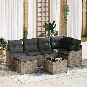 6 darabos kertibútor szett párnákkal fekete poli rattan, 2 személyes kertibútor párnákkal szürke poli rattan