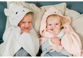 Szürke pamut kapucnis gyerek törölköző 76x76 cm Rabbit – Kindsgut