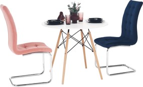 Étkezőasztal, fehér/bükk, átmérő 90 cm, GAMIN 2 NEW 90