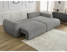 Sötétszürke kordbársony kinyitható sarokkanapé (jobb oldali) Lucien – Bobochic Paris