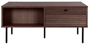 Sötétbarna dohányzóasztal tölgyfa dekorral 50x100 cm Kyoto – House Nordic