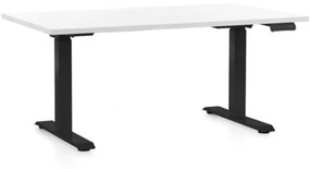 OfficeTech D állítható magasságú asztal, 120 x 80 cm, fekete alap, fehér