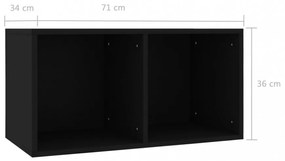fekete szerelt fa lemeztároló doboz 71 x 34 x 36 cm