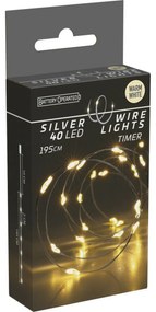 Silver fényvezeték, 2 m, 40 LED, meleg fehér, időzített, elemes
