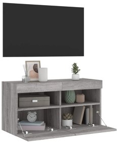 szürke sonoma színű fali TV-szekrény LED-del 80 x 30 x 40 cm