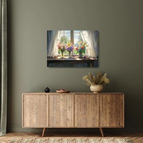 Üveg kép - Csokor az ablaknál (70x50 cm)
